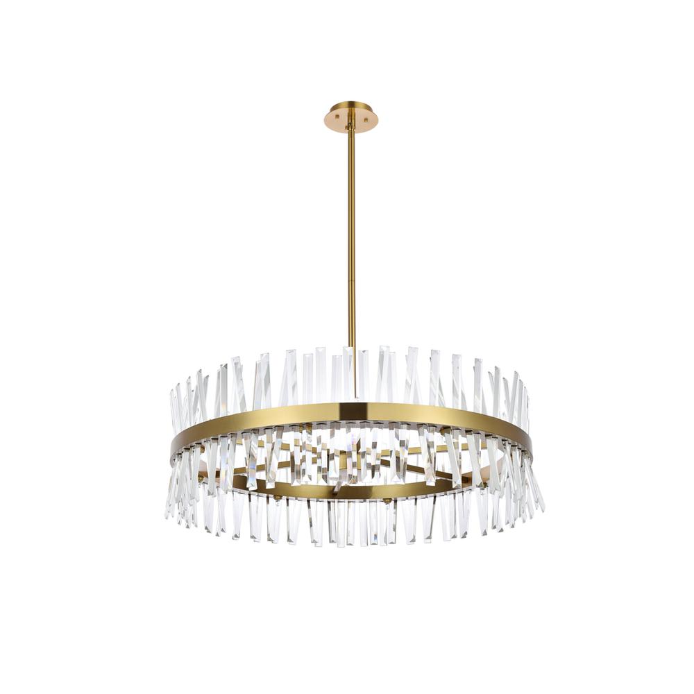Serephina 36 inch crystal round chandelier light in satin gold. Picture 6