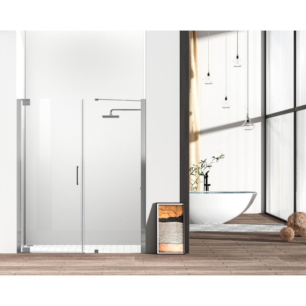 Semi-frameless hinged shower door 60 x 72 Brushed Nickel. Picture 1
