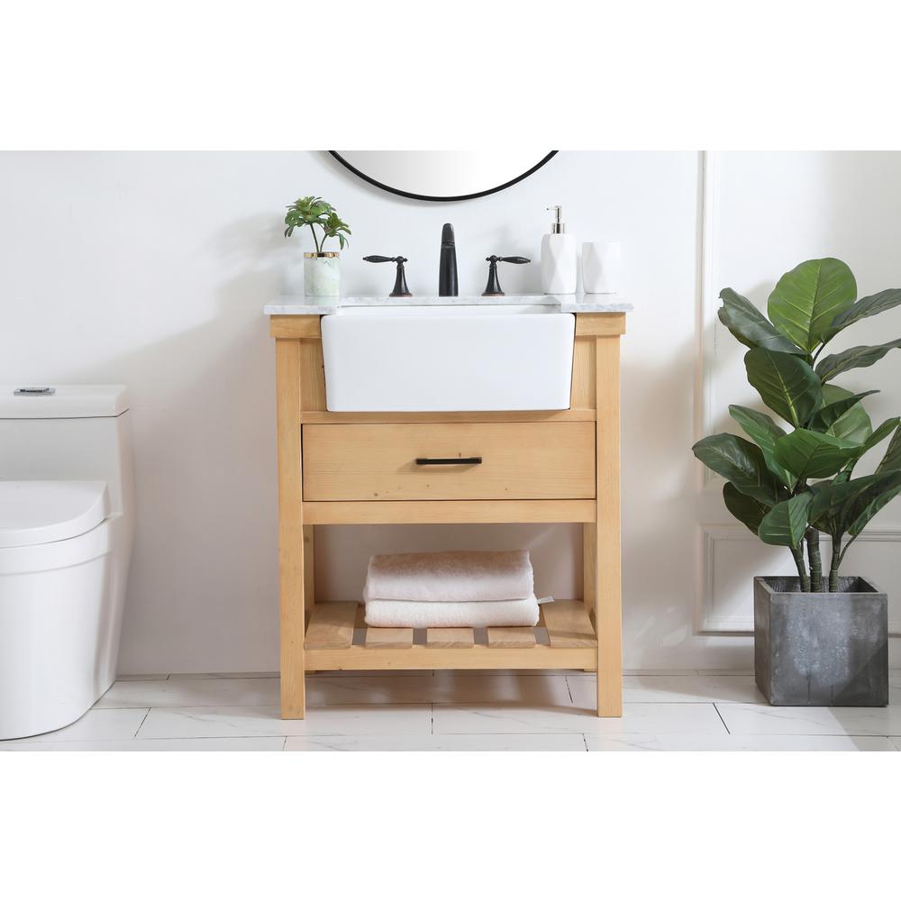 30 inch Single bathroom vanity in natural wood. Picture 14