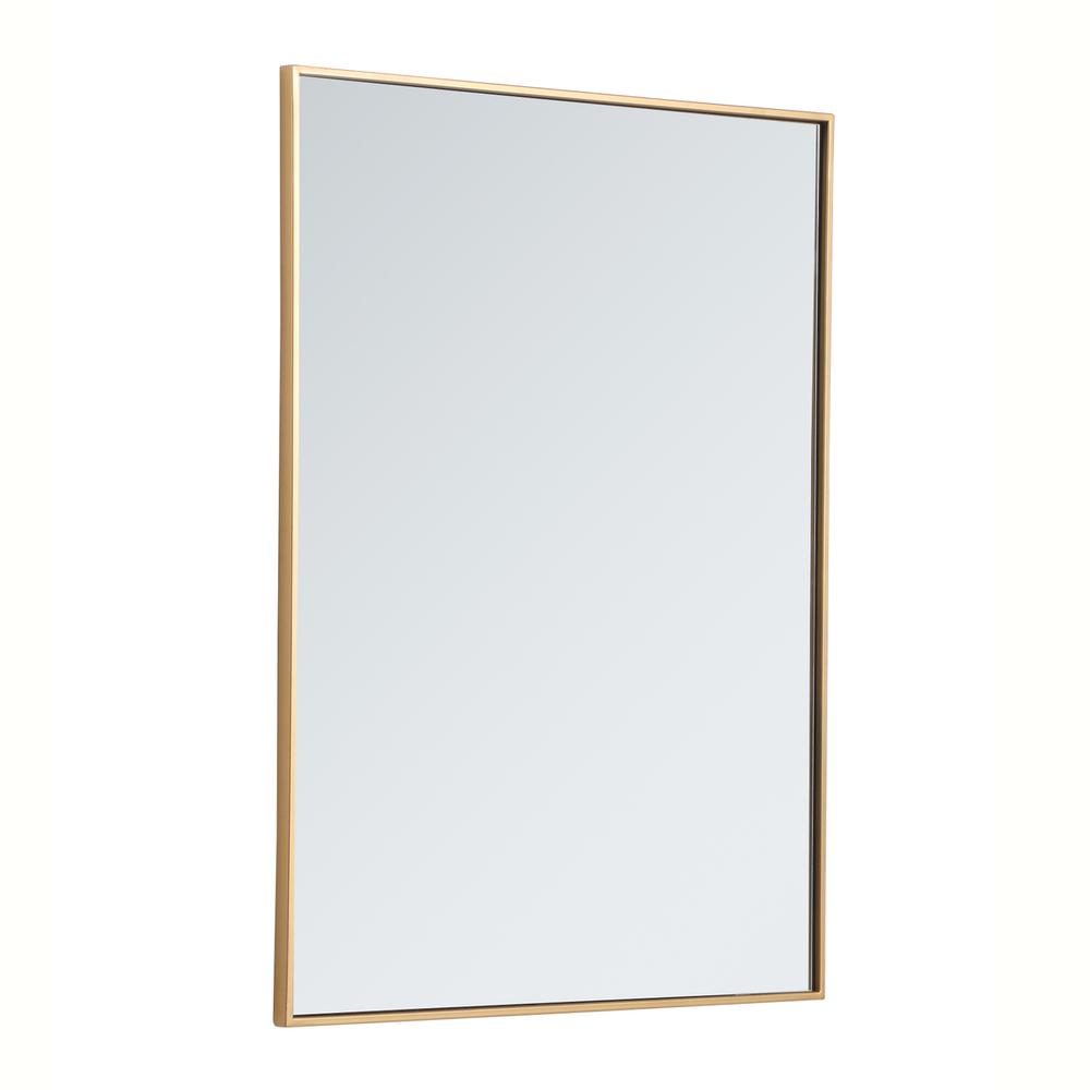 Metal frame rectangle mirror 30 inch in Brass. Picture 3