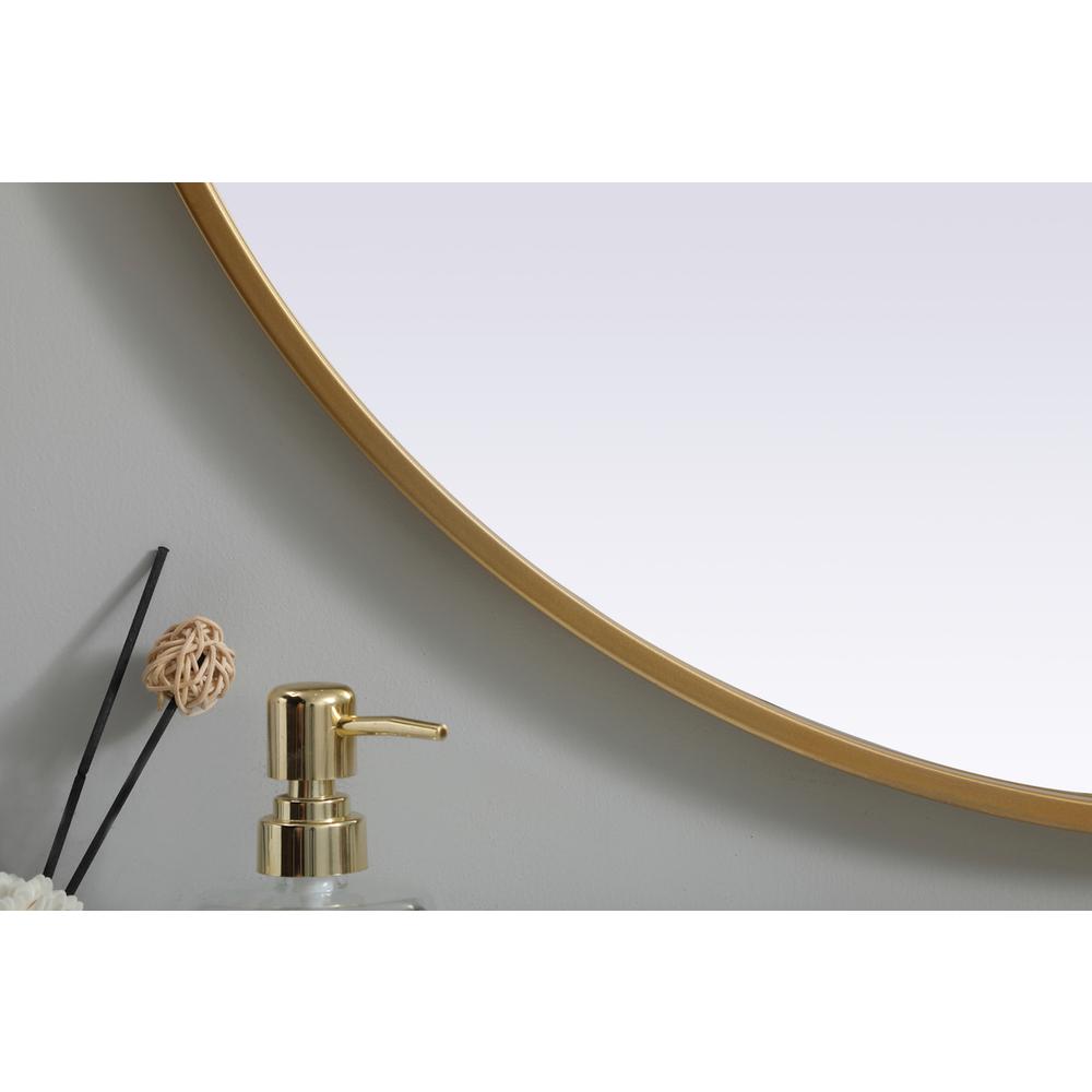 Metal Frame Oval Mirror 30x36 Inch in Brass. Picture 5