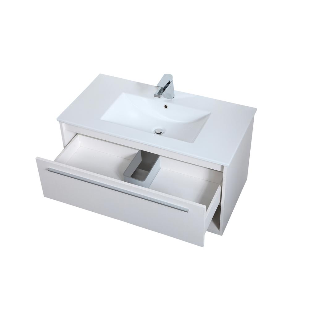 36 inch  Single Bathroom Floating Vanity in White. Picture 8