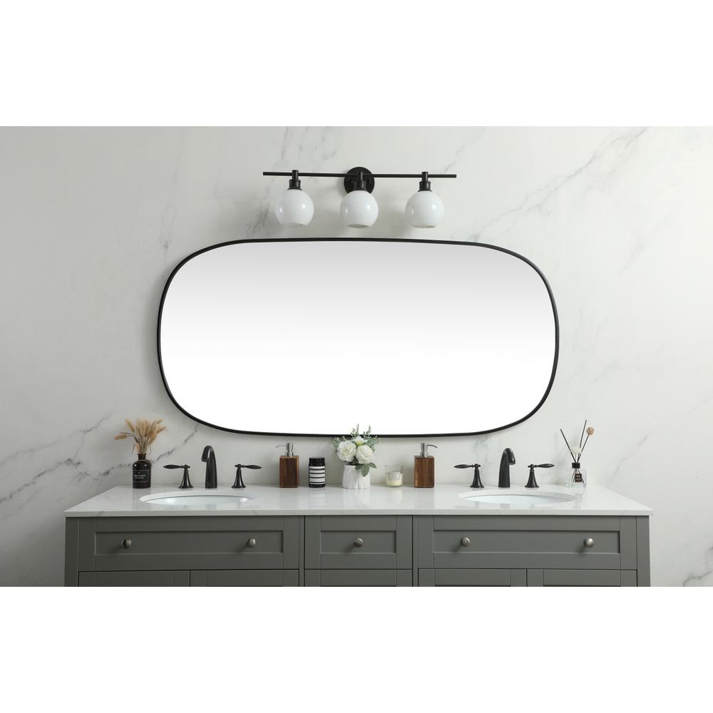 Metal Frame Oval Mirror 30x60 Inch in Black. Picture 11