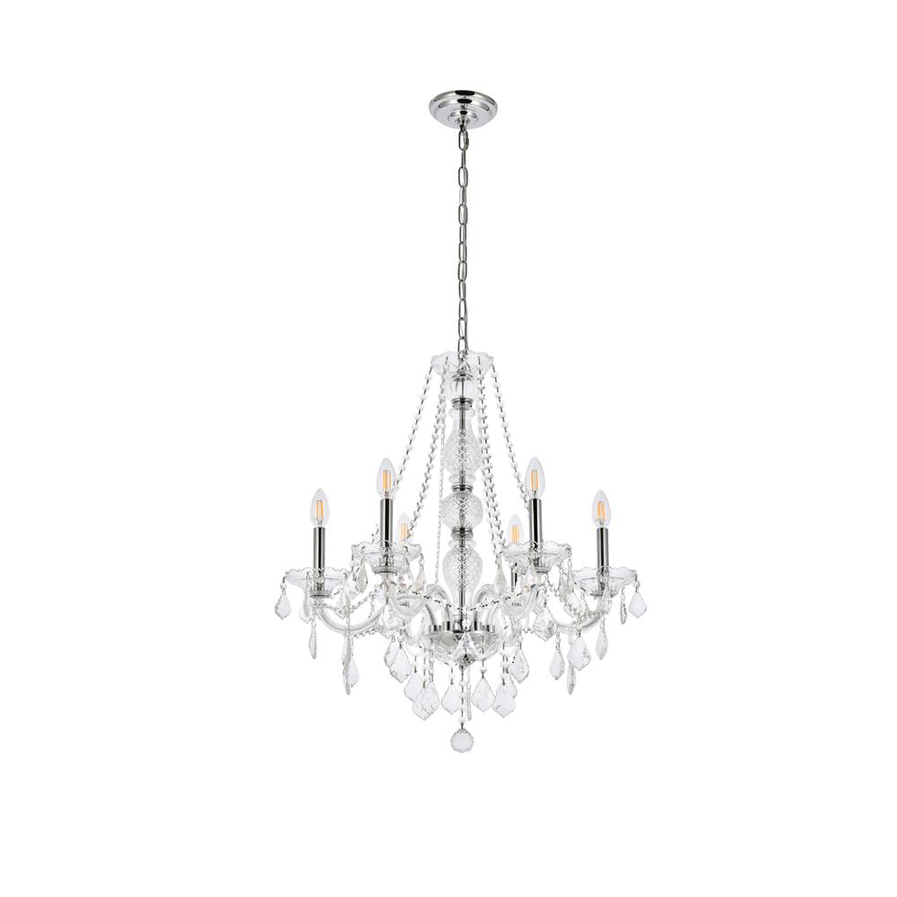 Verona 6 light Chrome Chandelier Clear Royal Cut Crystal. Picture 6