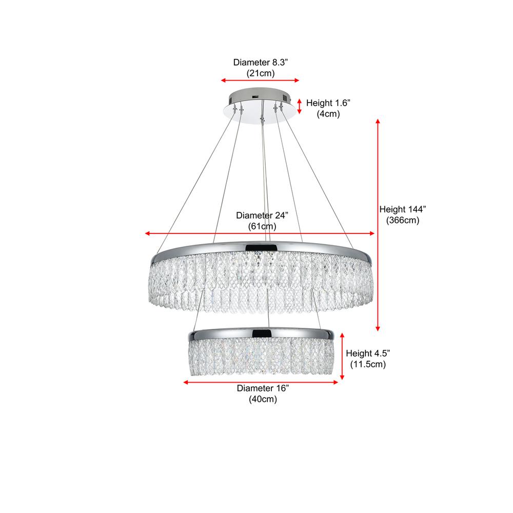 Rune 24 inch Adjustable LED chandelier in Chrome. Picture 10