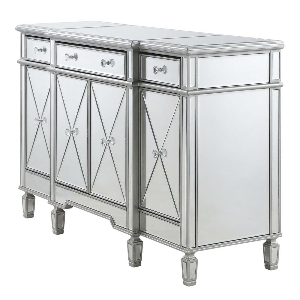Silver 3 Drawer and 4 Door Credenza with Ample Storage and Modern Design. Picture 1