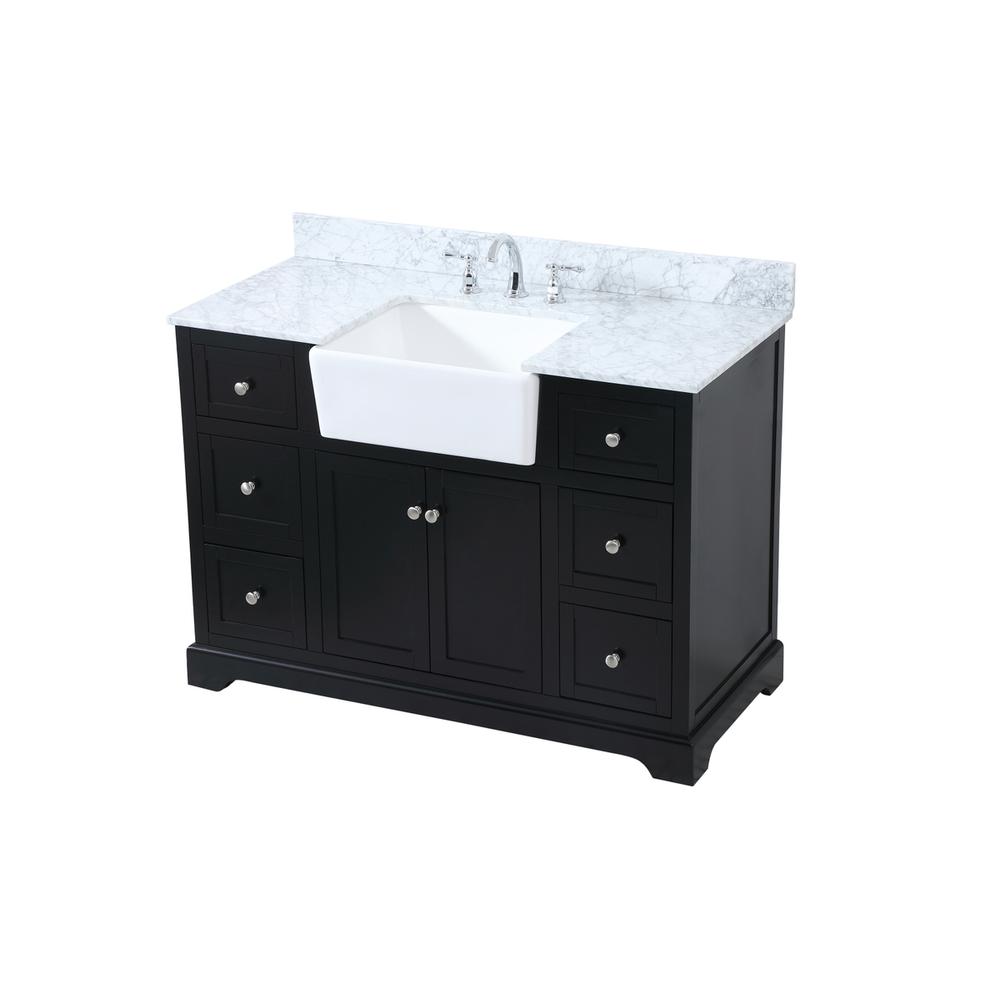 48 inch Single bathroom vanity in black with backsplash. Picture 8