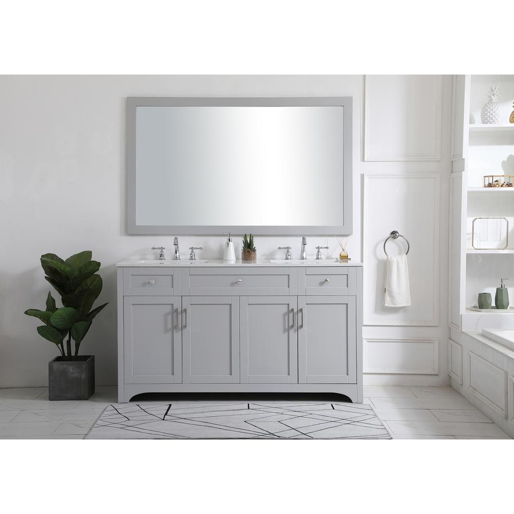 60 inch Double Bathroom Vanity in Grey. Picture 6