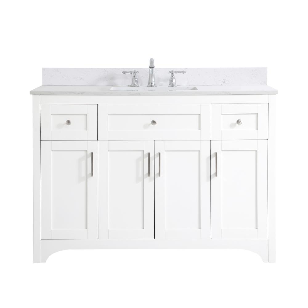 48 inch Single Bathroom Vanity in White with Backsplash. Picture 1