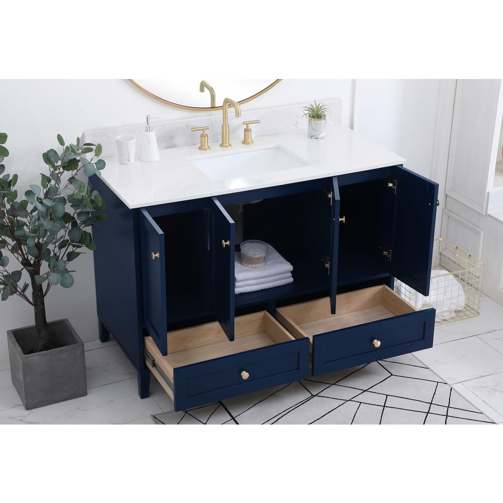 48 inch Single Bathroom Vanity in Blue with Backsplash. Picture 3