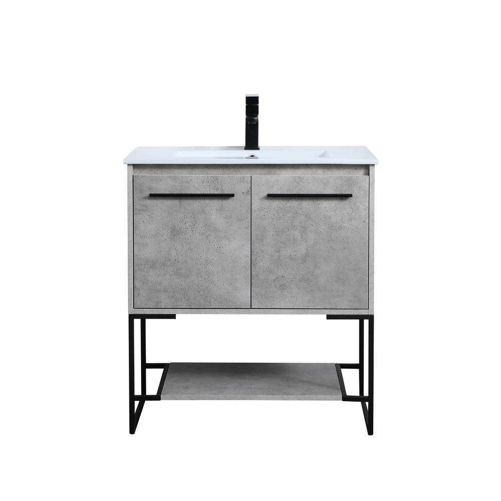 30 inch  Single Bathroom Vanity in Concrete Grey. Picture 1