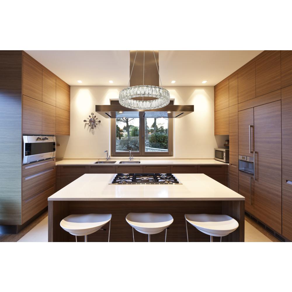 Monroe Integrated LED chip light Chrome Pendant Clear Royal Cut Crystal. Picture 7