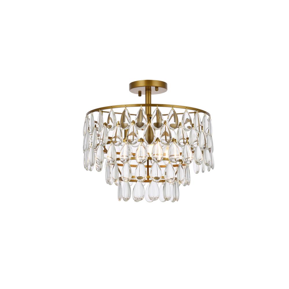 Mila 16 inch flush mount in brass. Picture 1