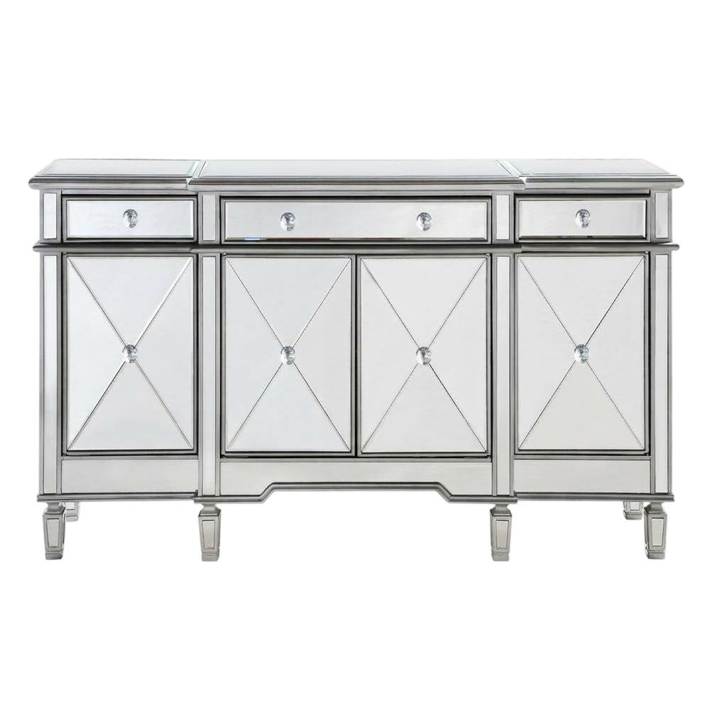 Silver 3 Drawer and 4 Door Credenza with Ample Storage and Modern Design. Picture 4