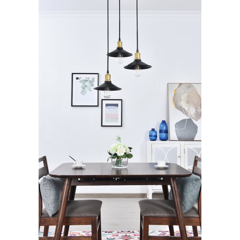 Etude 3 Light Brass And Black Pendant. Picture 2