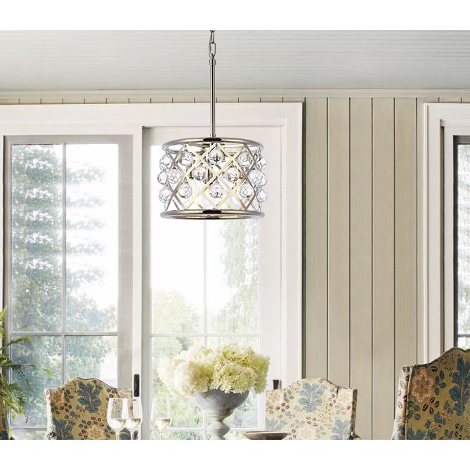 Madison 3 light polished Nickel Pendant Clear Royal Cut Crystal. Picture 8