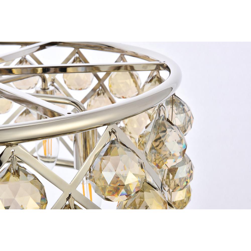 Madison 5 light polished Nickel Chandelier Golden Teak (Smoky) Royal Cut Crystal. Picture 5