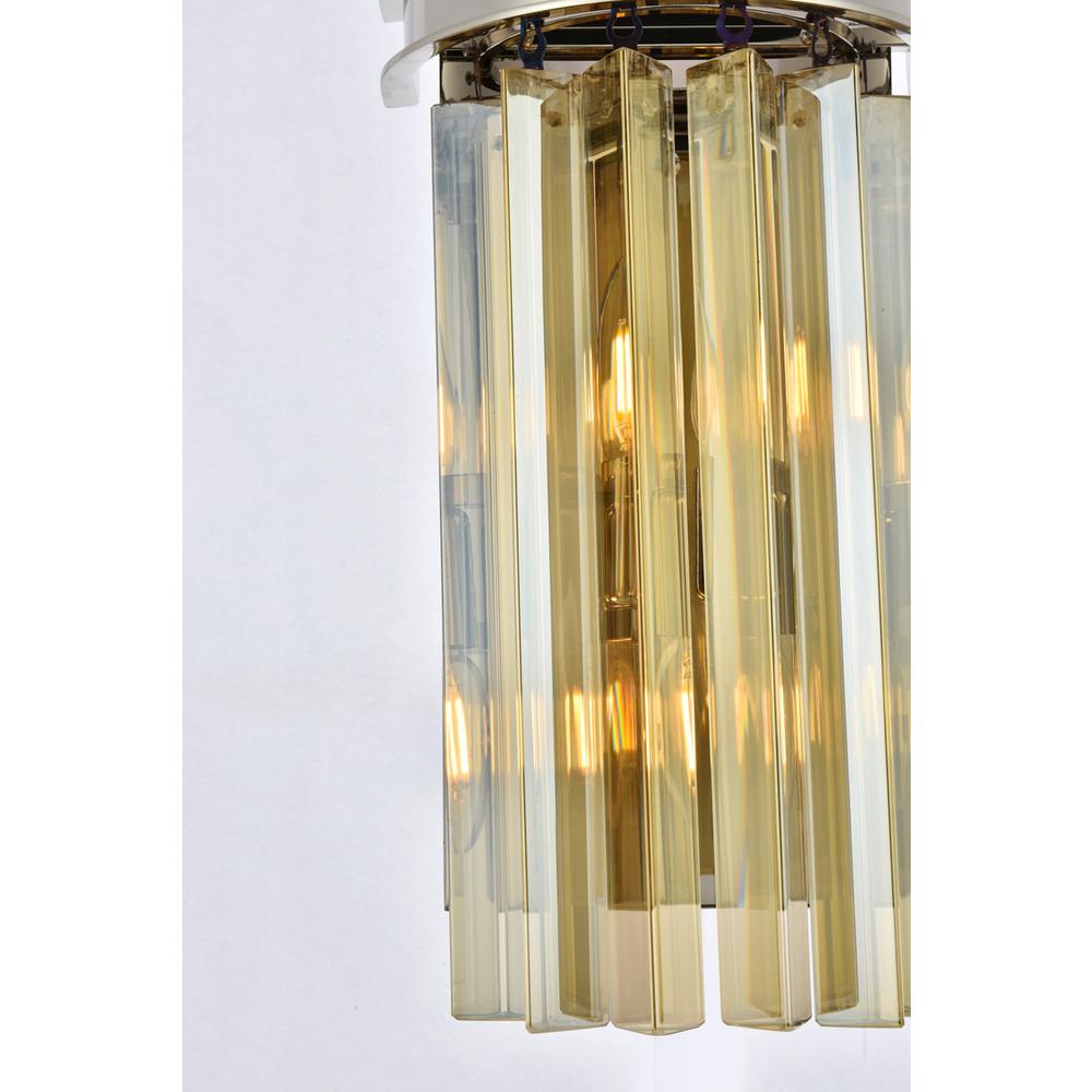 Sydney 2 light polished nickel Wall Sconce Golden Teak (Smoky) Royal Cut Crystal. Picture 4