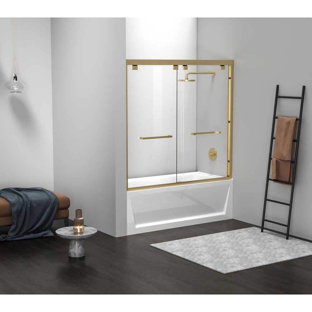 Semi-frameless tub door 60 x 60 Brushed Gold. Picture 11