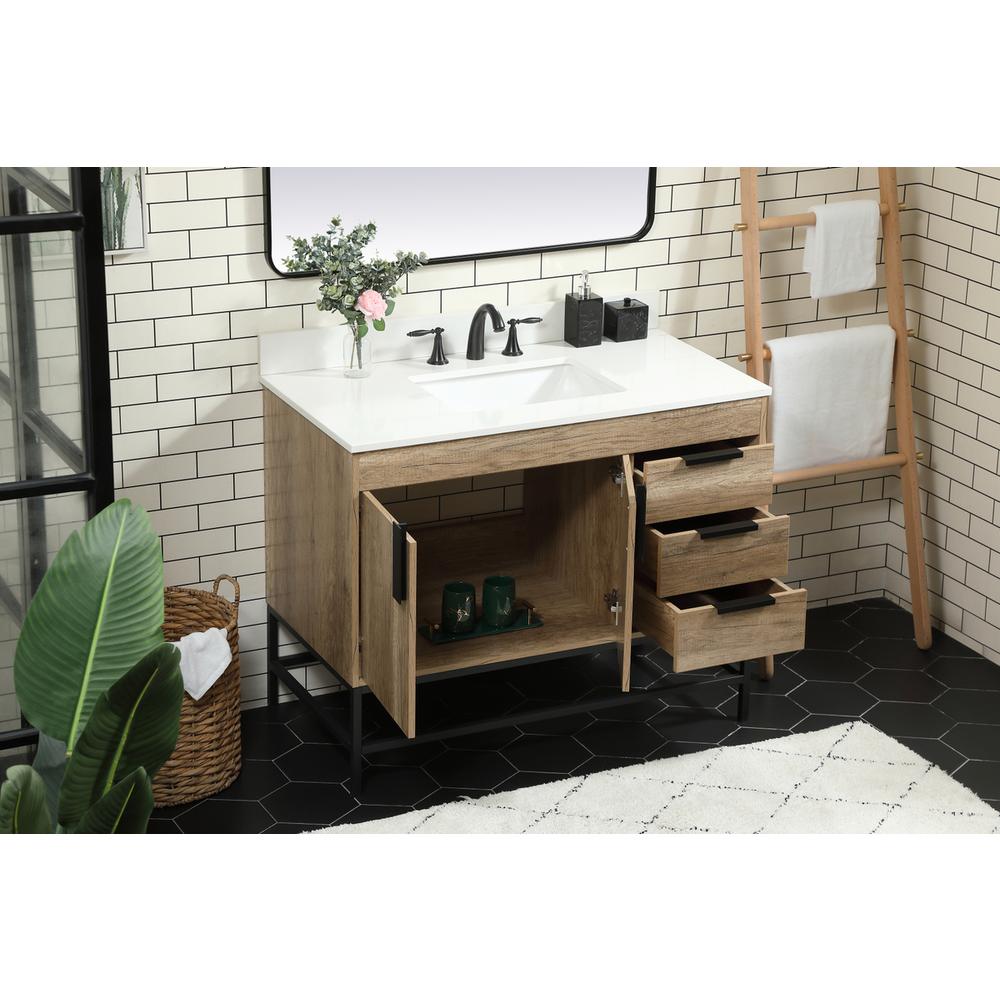 42 inch Single bathroom vanity in natural oak with backsplash. Picture 3