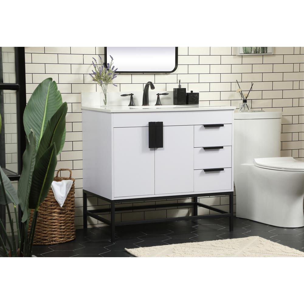 36 inch Single bathroom vanity in white with backsplash. Picture 2