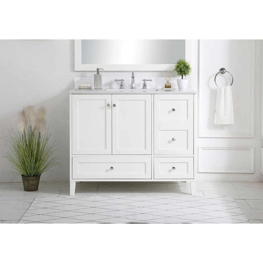 42 inch Single Bathroom Vanity in White with Backsplash. Picture 14