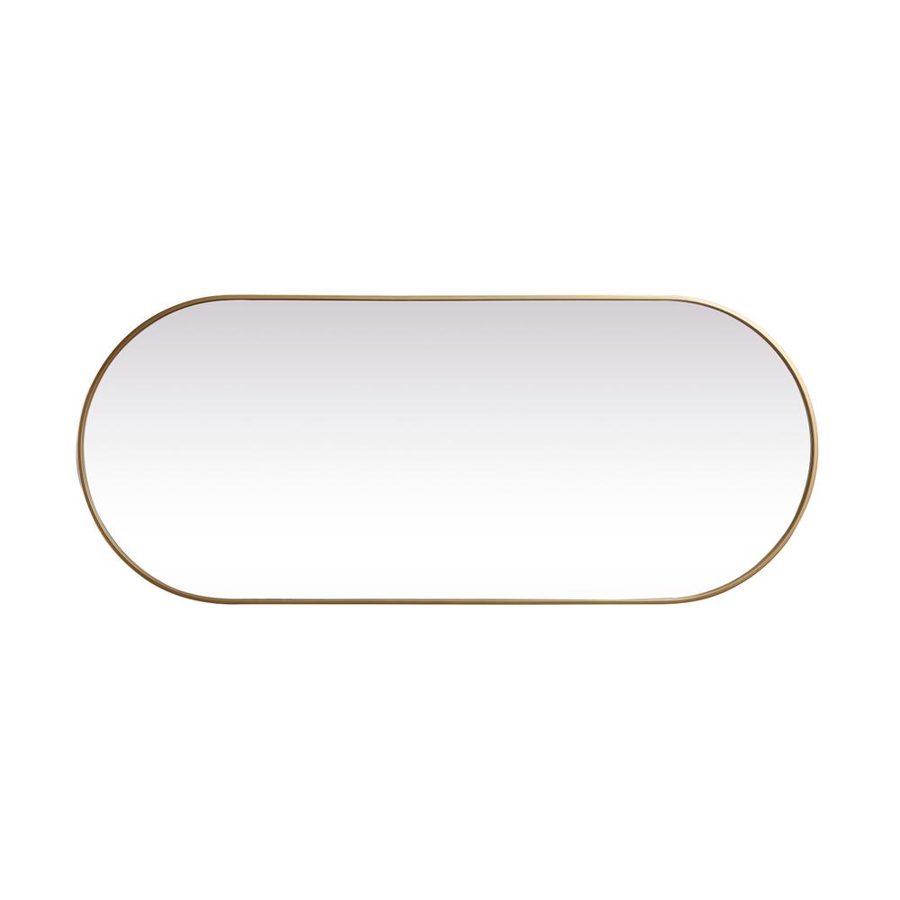 Metal Frame Oval Mirror 30x72 Inch in Brass. Picture 8
