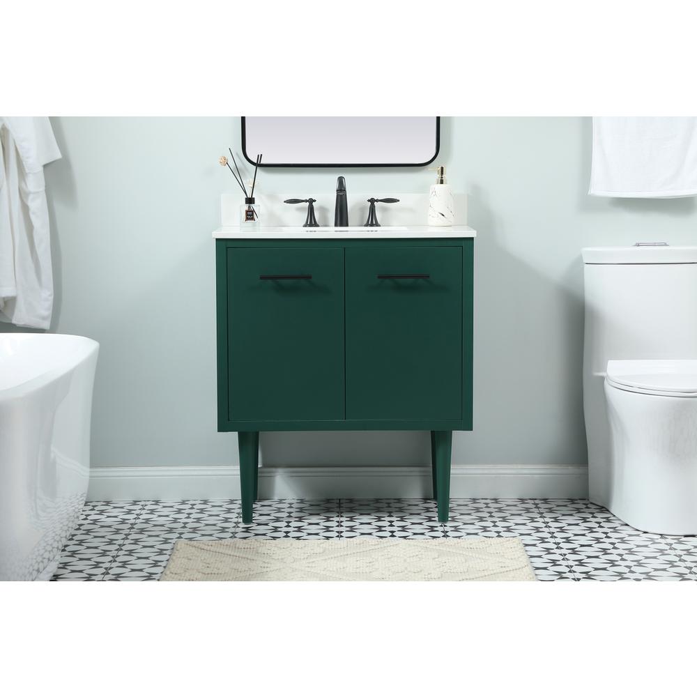 30 inch Single bathroom vanity in green with backsplash. Picture 14