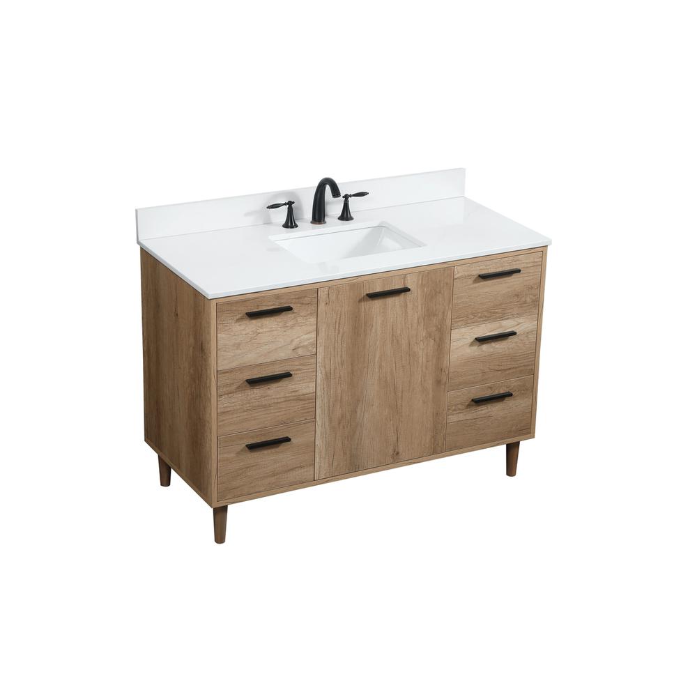 48 inch Single bathroom vanity in natural oak with backsplash. Picture 8