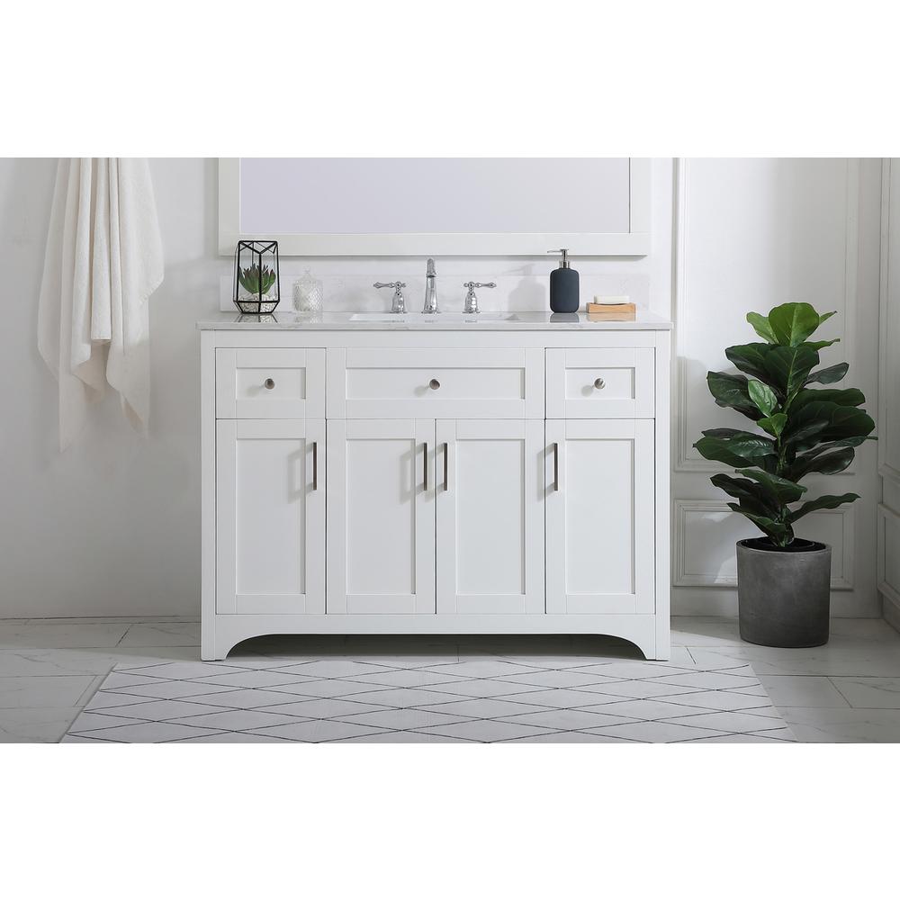 48 inch Single Bathroom Vanity in White with Backsplash. Picture 14