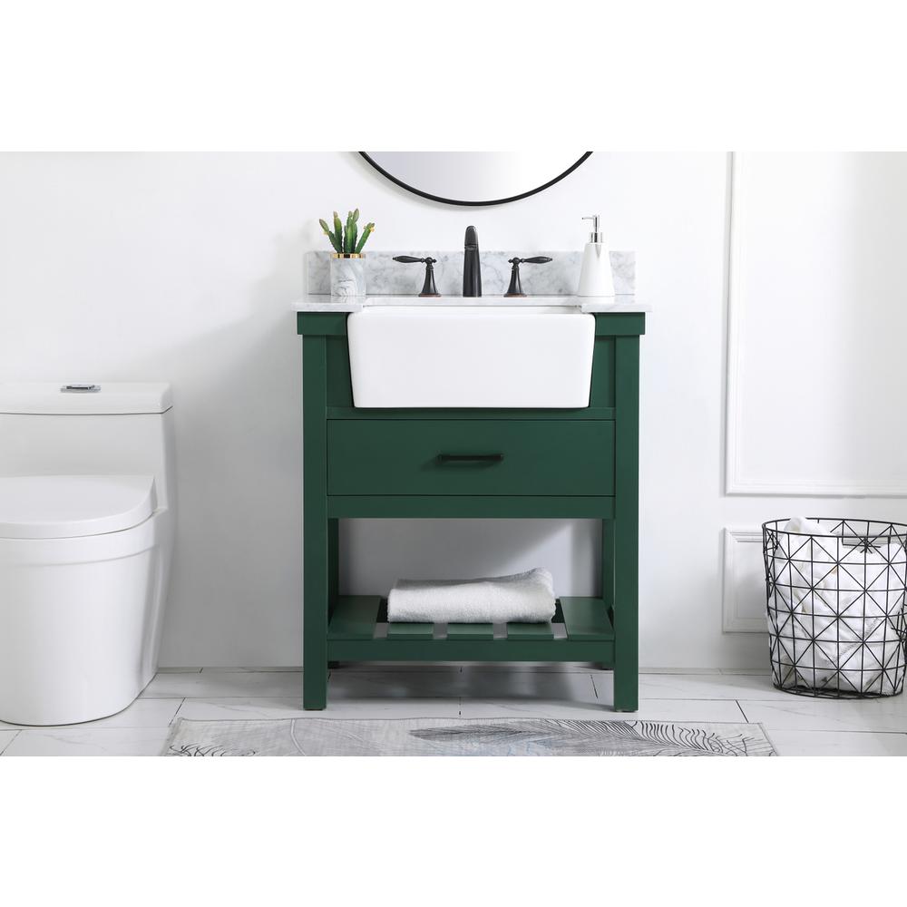 30 inch Single bathroom vanity in green with backsplash. Picture 14