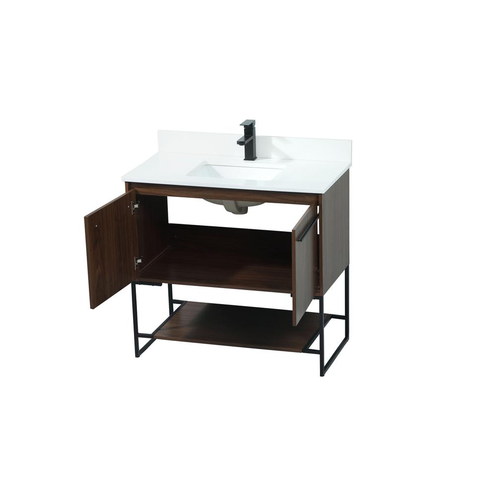 36 inch Single bathroom vanity in walnut with backsplash. Picture 9