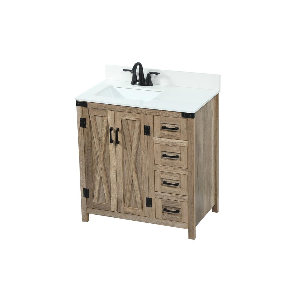 32 inch Single bathroom vanity in natural oak with backsplash. Picture 8