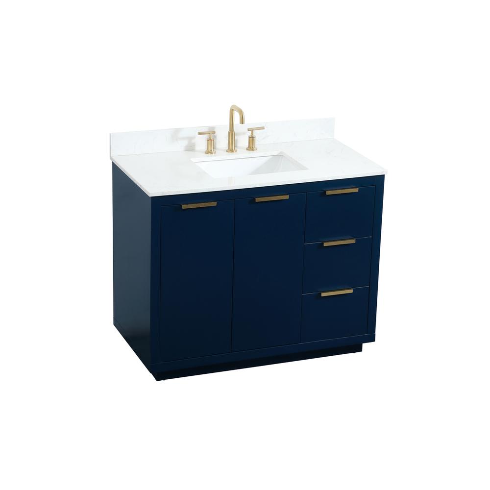 42 inch Single bathroom vanity in blue with backsplash. Picture 8