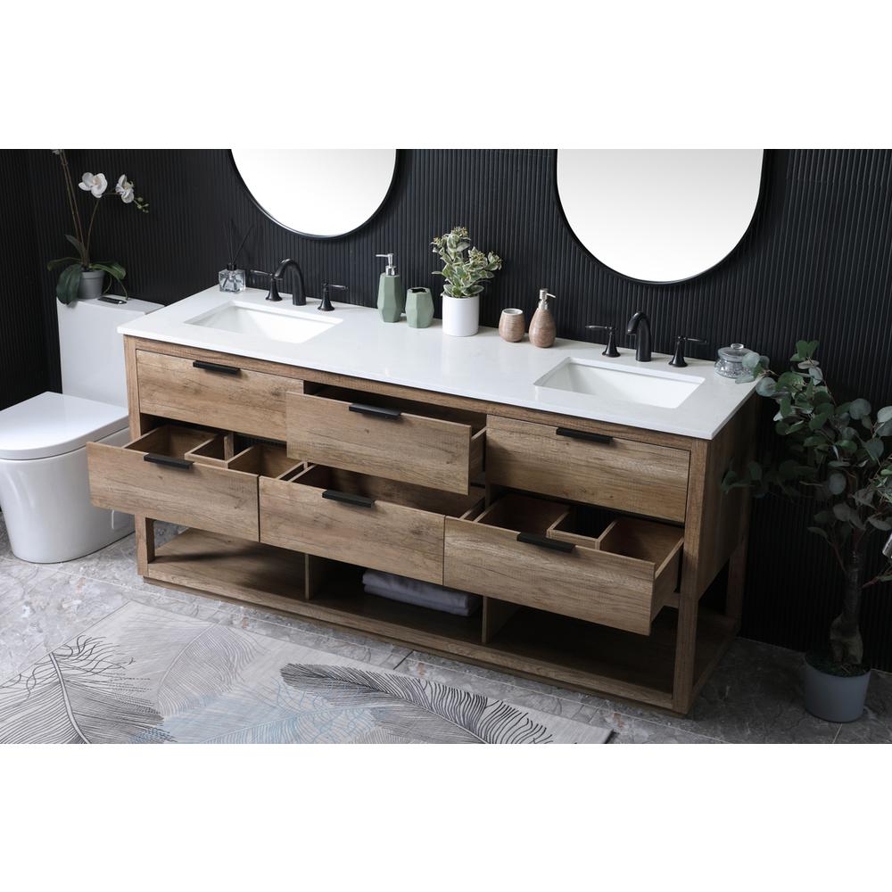 72 Inch Double Bathroom Vanity In Natural Oak. Picture 3