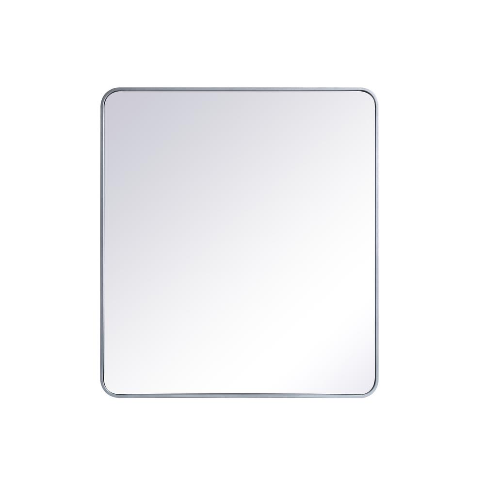 Soft corner metal rectangular mirror 36x40 inch in Silver. Picture 6