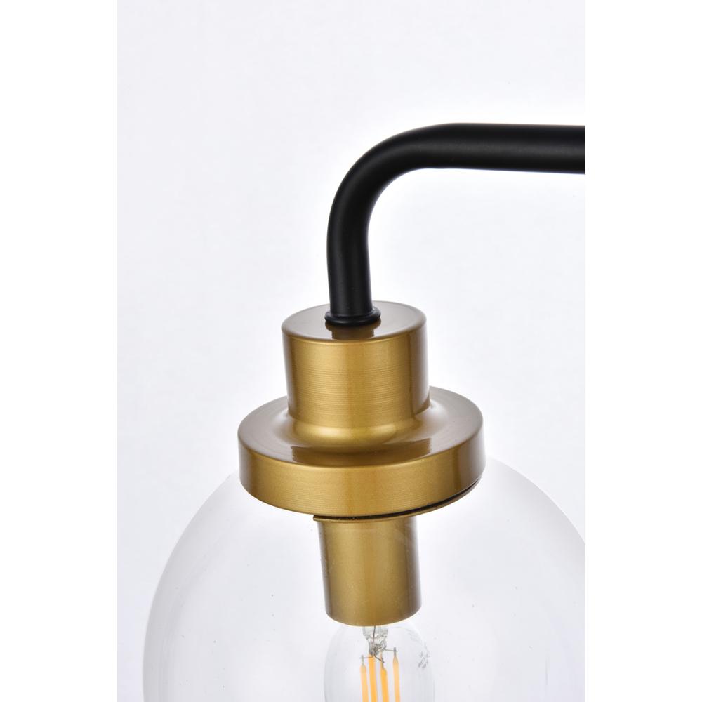 Hanson 3 lights bath sconce in black with brass with clear shade. Picture 5