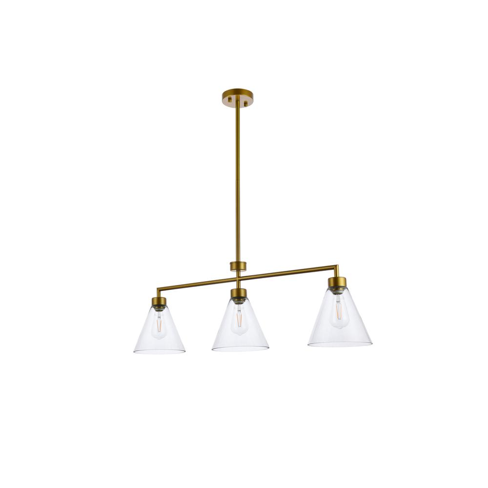 Mera 3 lights brass pendant. Picture 6