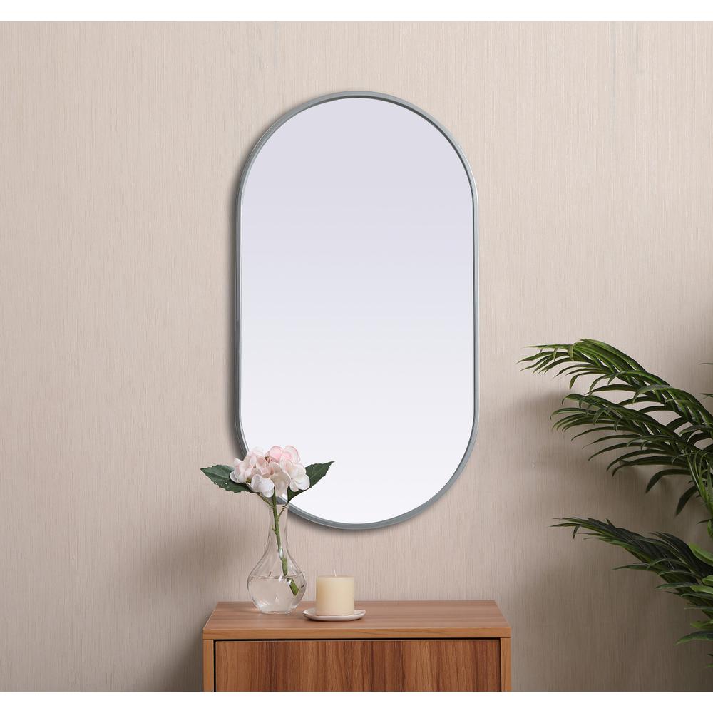 Metal Frame Oval Mirror 20x36 Inch in Silver. Picture 3