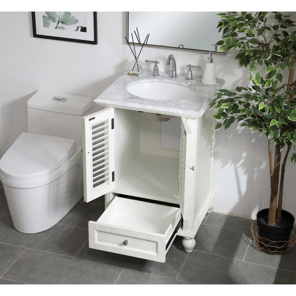 24 inch Single Bathroom Vanity in Antique White. Picture 3