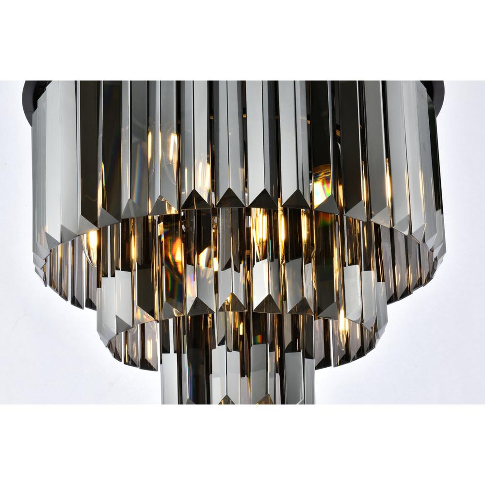 Sydney 9 light Matte Black Flush Mount Silver Shade (Grey) Royal Cut Crystal. Picture 3