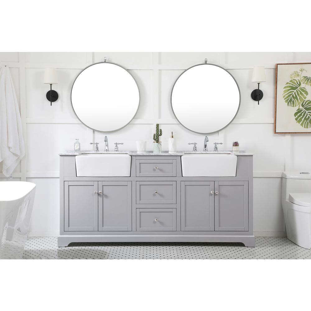 72 inch double bathroom vanity in grey. Picture 4