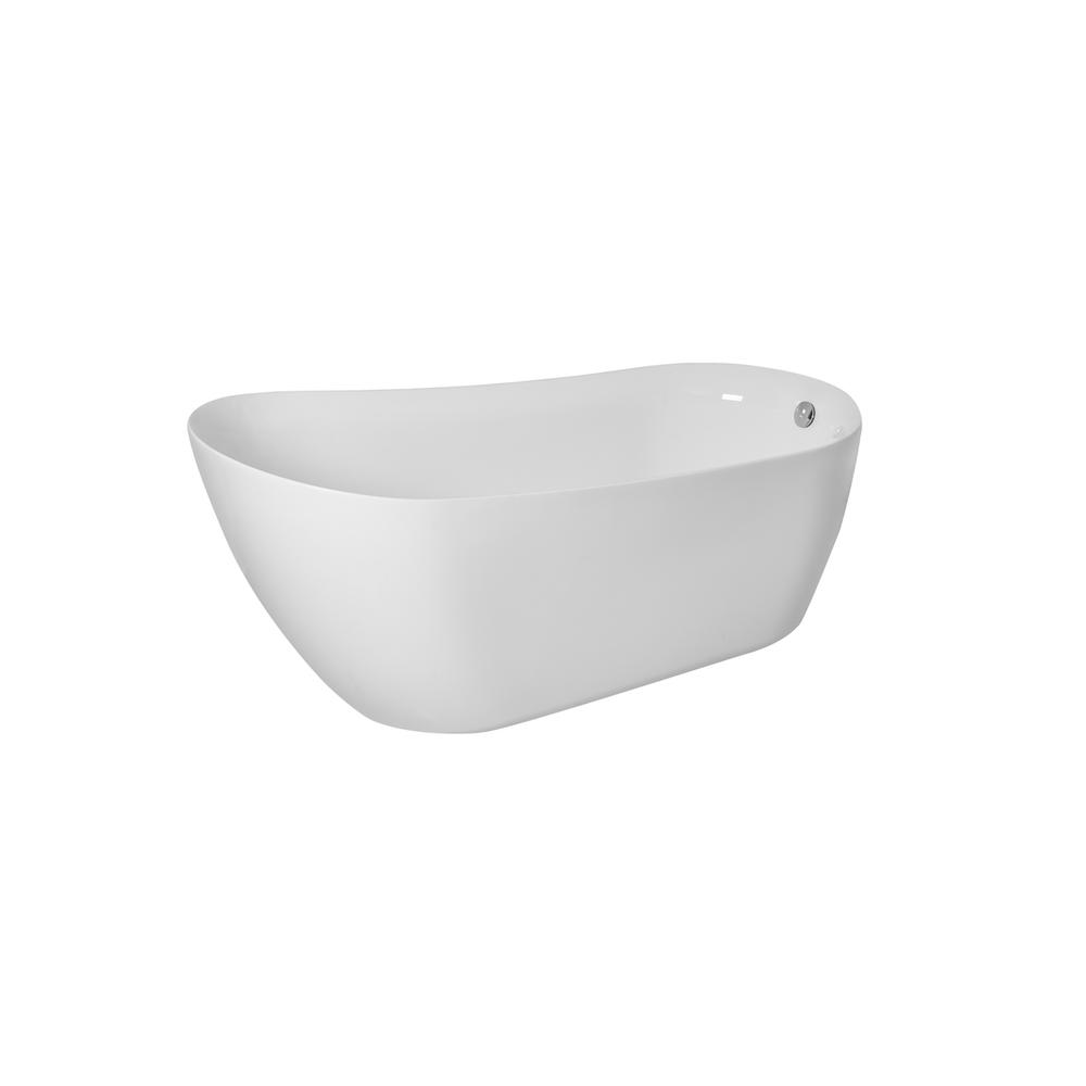 70 inch soaking Single slipper bathtub in glossy white. Picture 8