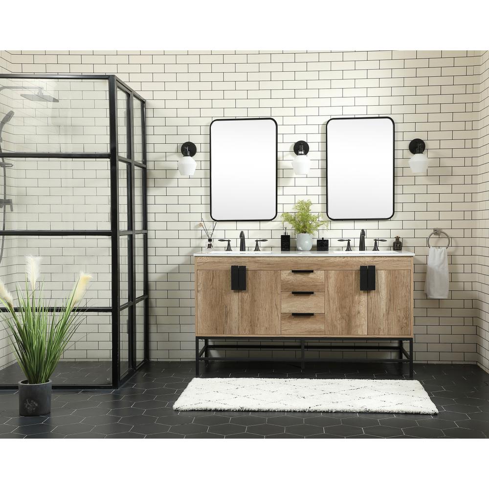 60 inch double bathroom vanity in natural oak. Picture 4