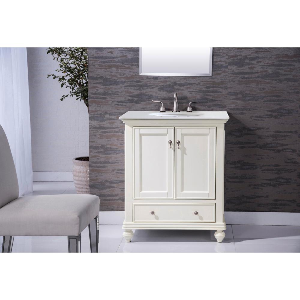 30 inch Single Bathroom vanity in Antique White. Picture 8