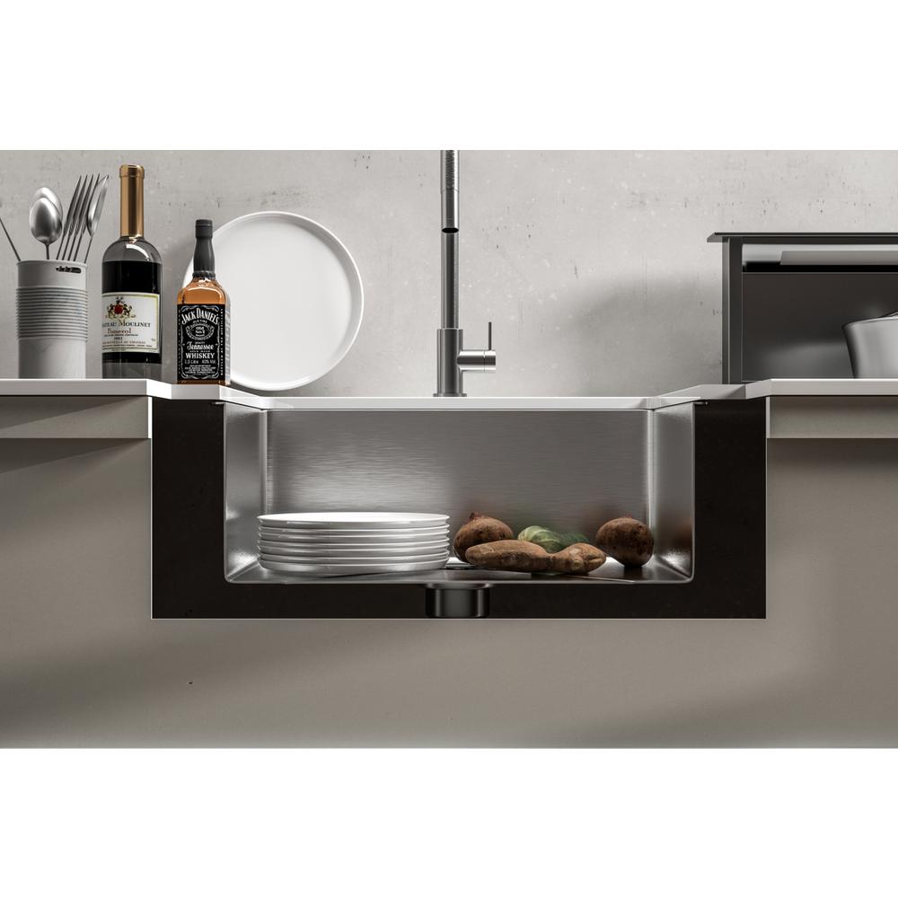Stainless Steel undermount kitchen sink L23'' x W18'' x H10". Picture 9