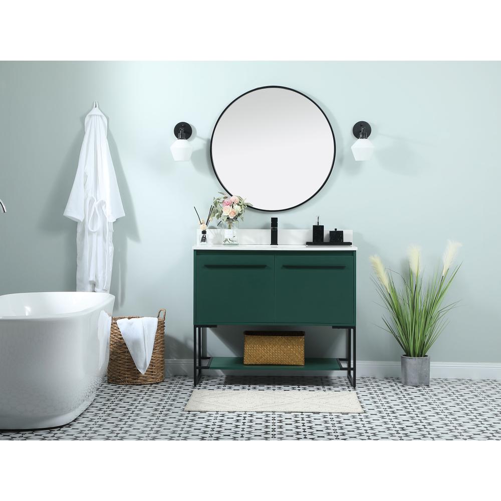 40 inch Single bathroom vanity in green with backsplash. Picture 4