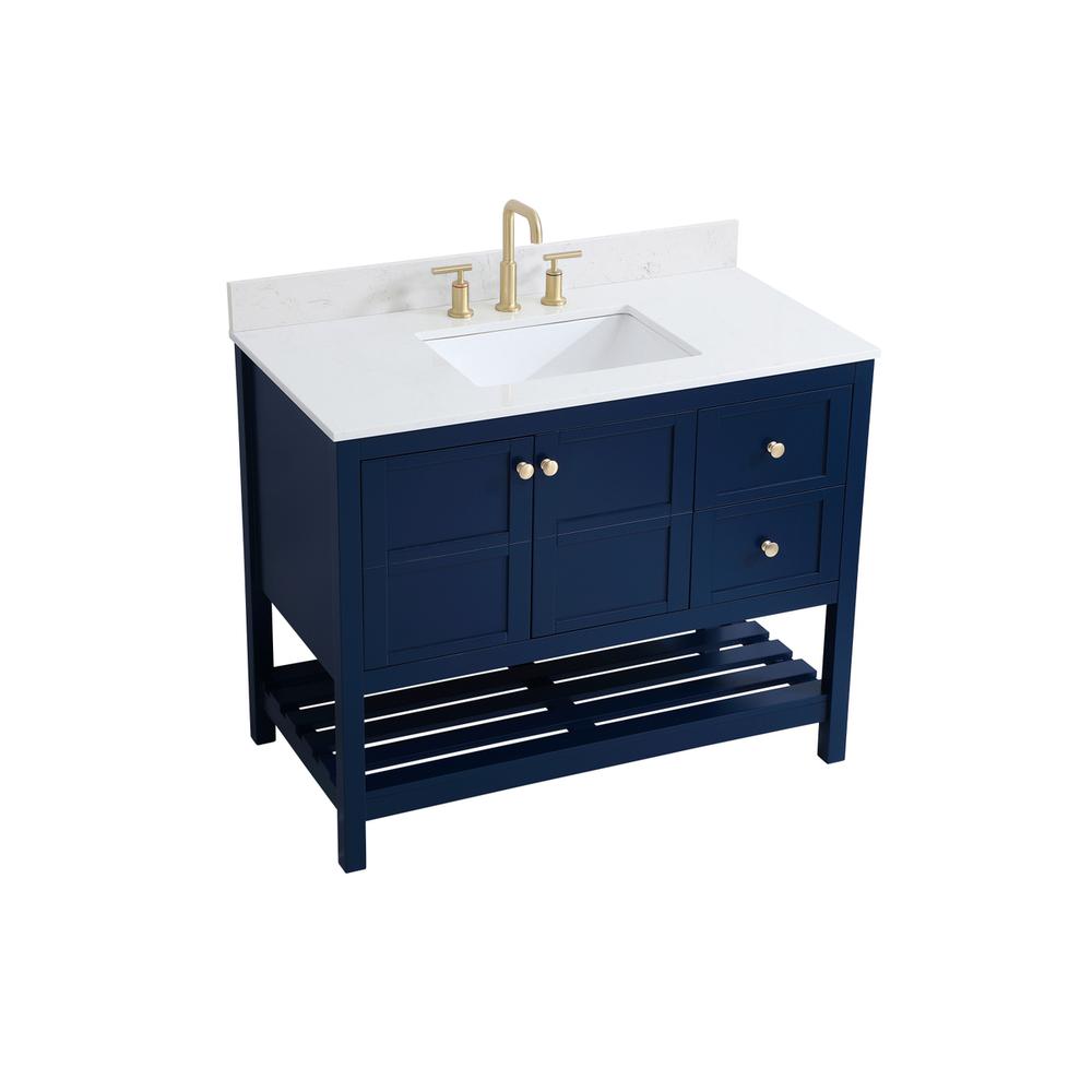 42 inch Single Bathroom Vanity in Blue with Backsplash. Picture 8
