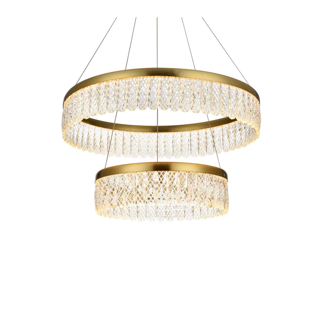 Rune 24 inch Adjustable LED chandelier in Satin Gold. Picture 4