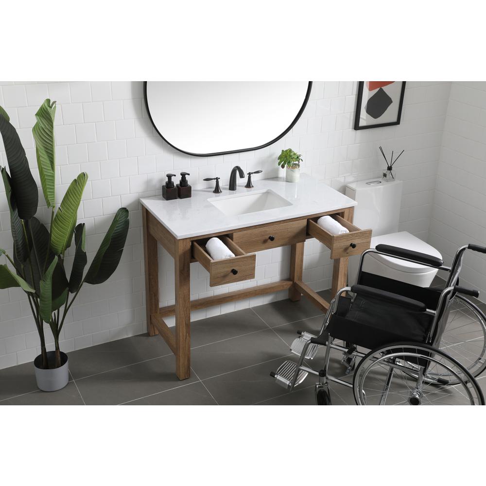 42 Inch ADA Compliant Bathroom Vanity In Natural Oak. Picture 3